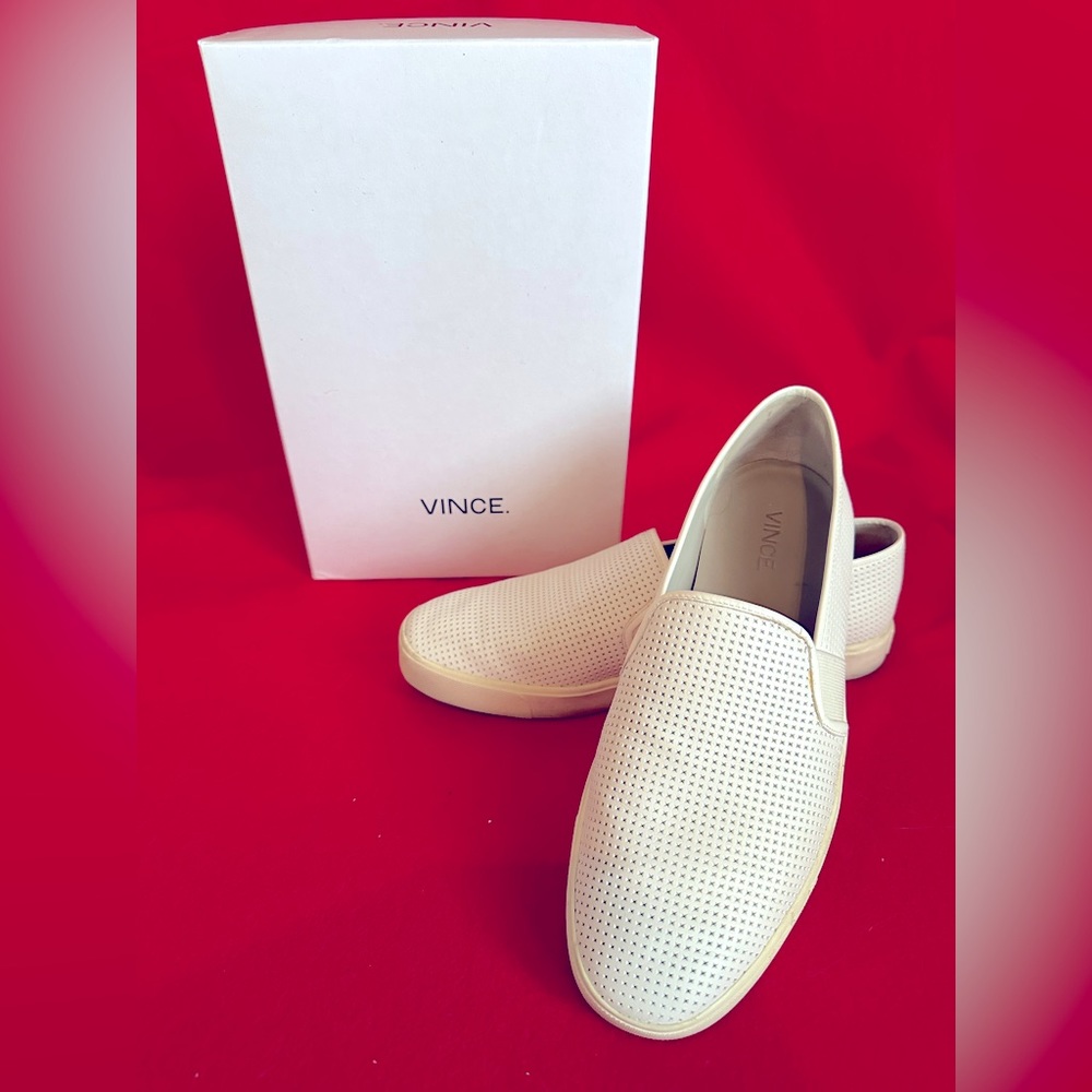 Vince white leather slip on sneaker.  Size 9.5
